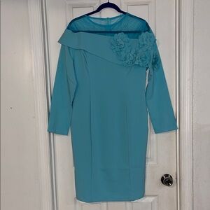 Elegant Blue Floral Women's Dress